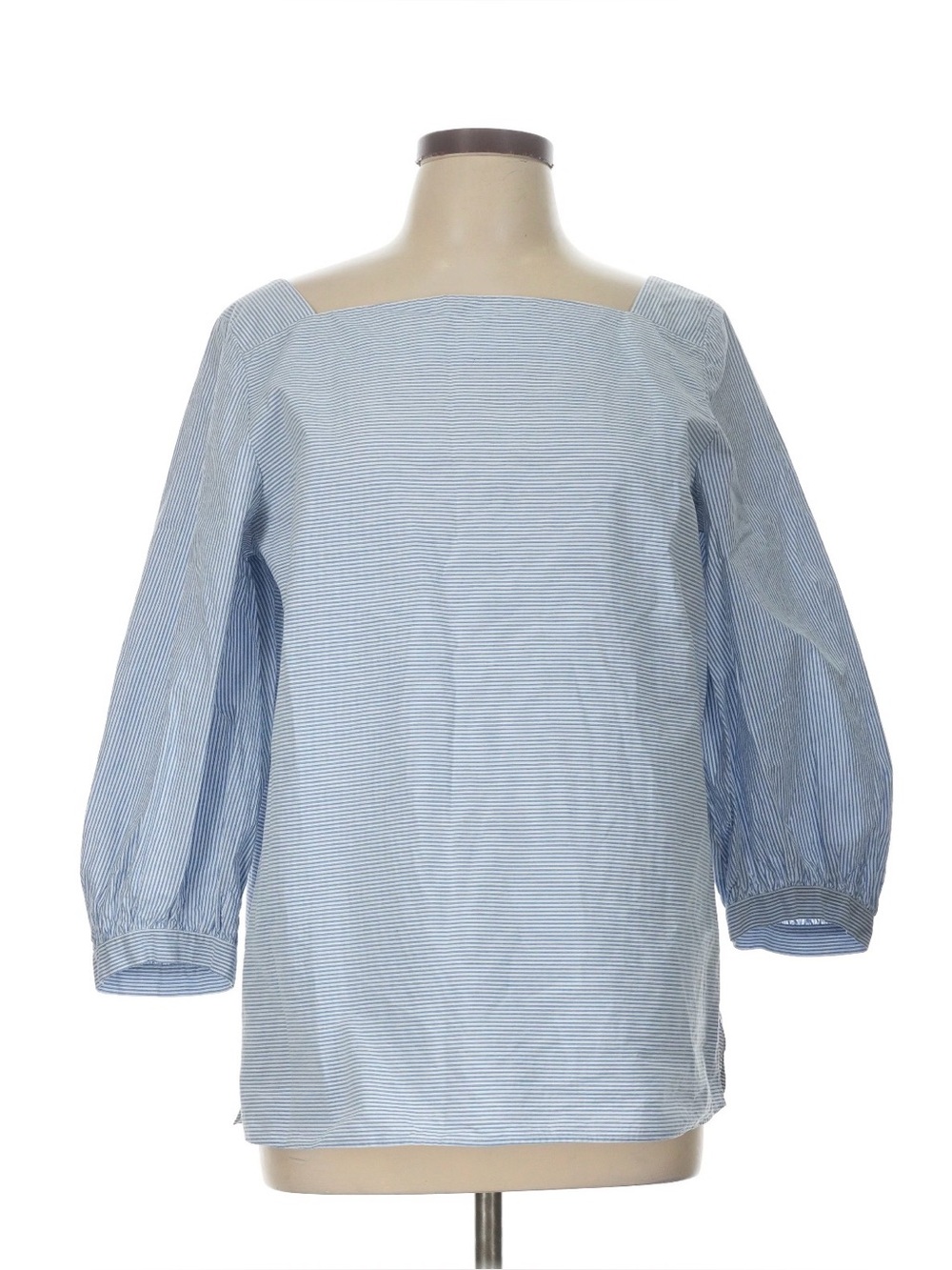 Lafayette 148 Blue & White Stripe Poplin Top Sz Medium